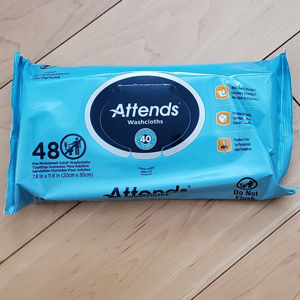 Attends Washclothes Wipes 48 ct